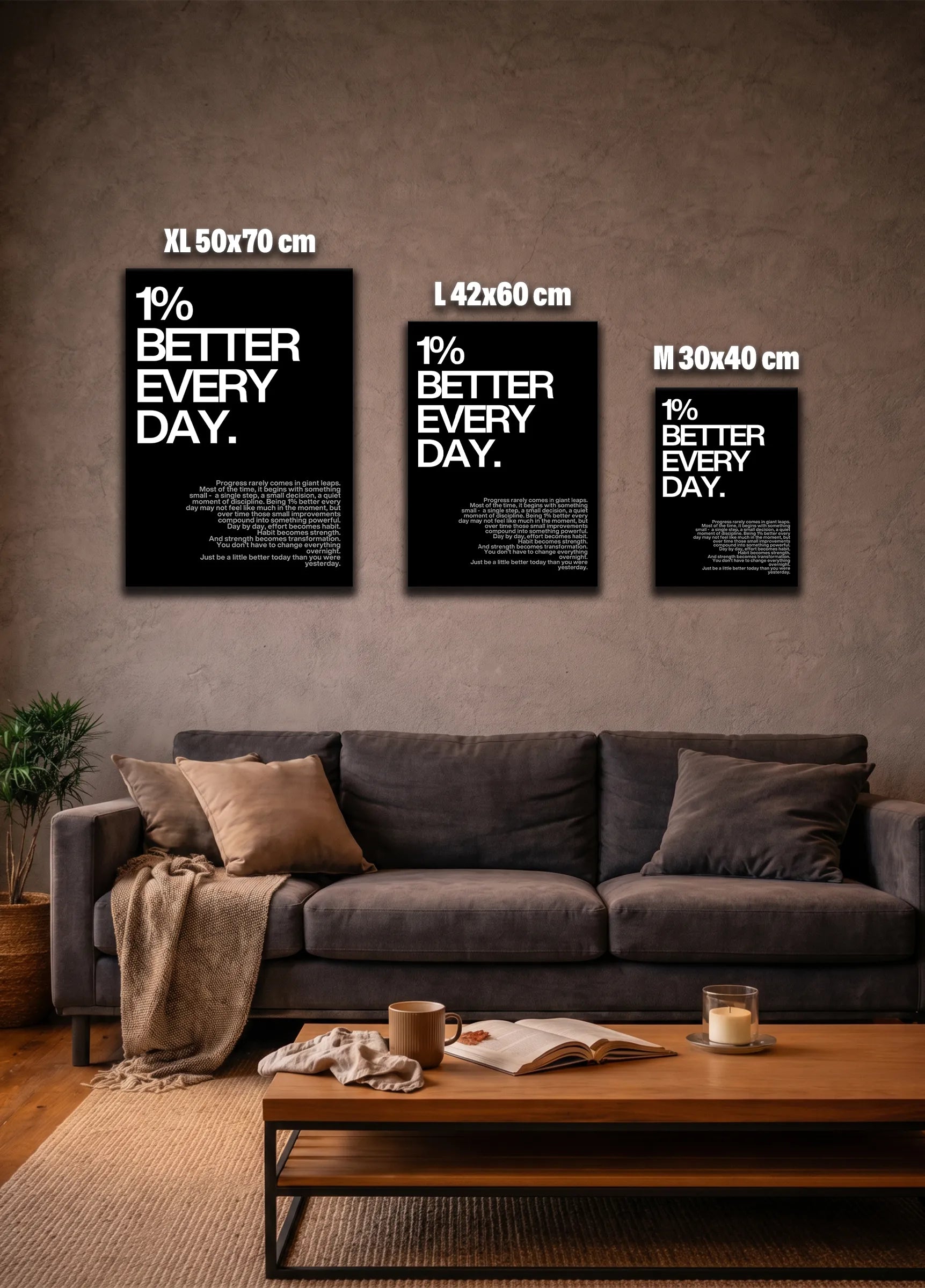 Metallbild - "1% Better Every Day"