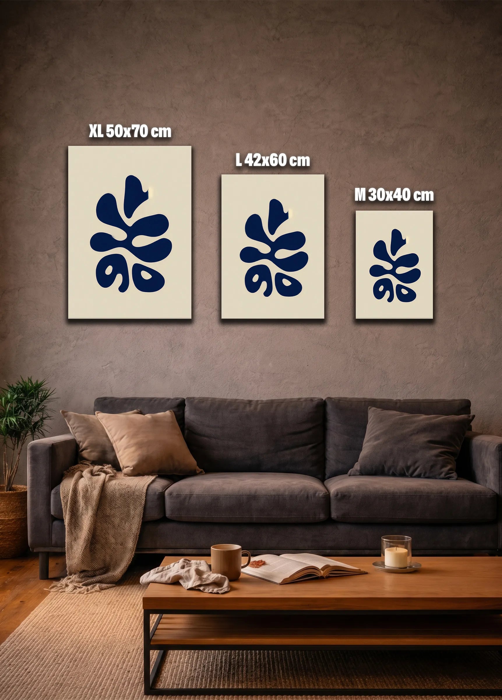 Metallbild - "Blue Leaves"