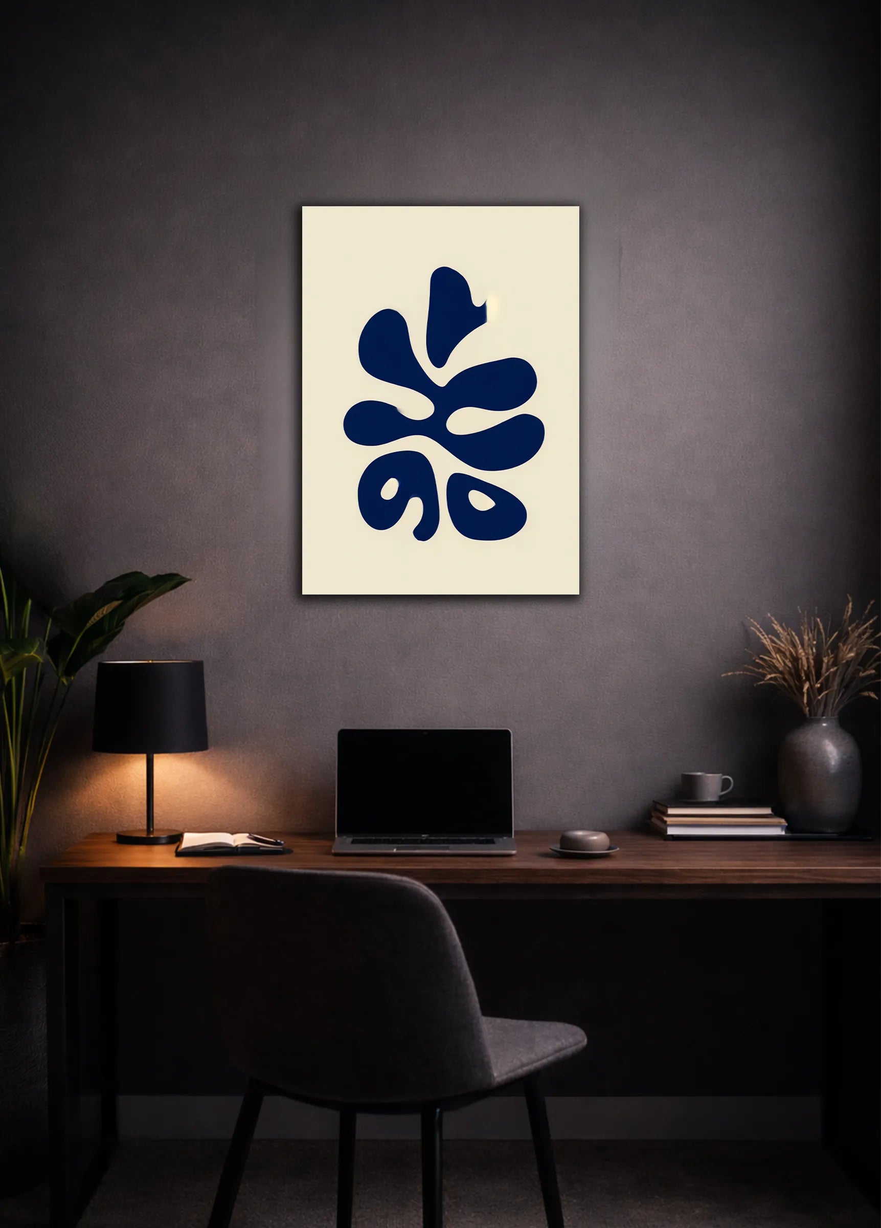Metallbild - "Blue Leaves"