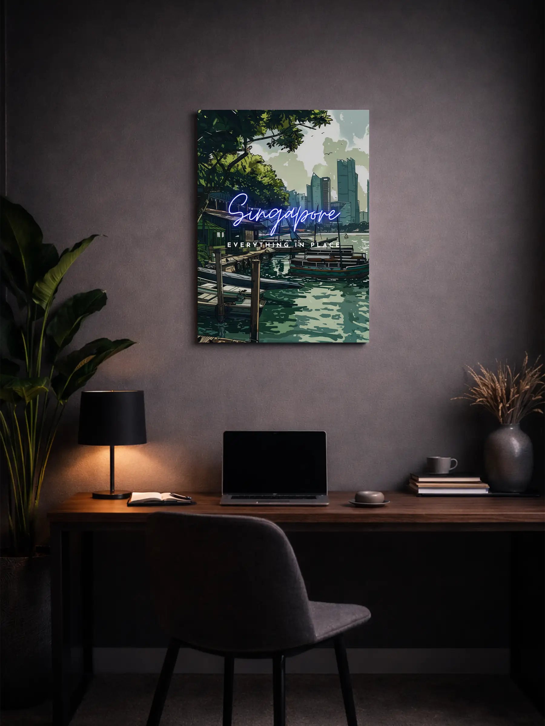 Metallbild - "Singapur Comic"