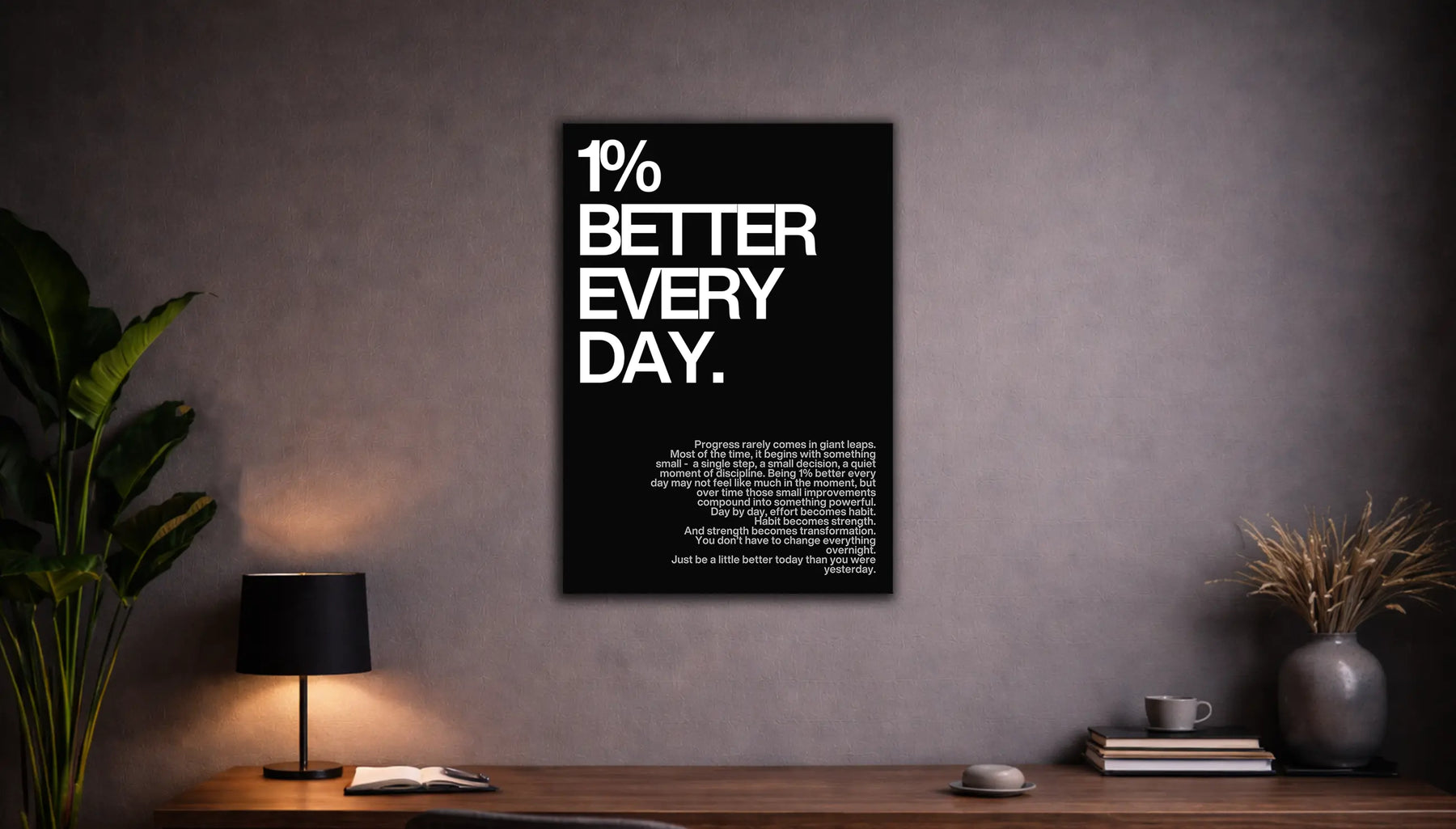 Metallbild - "1% Better Every Day"