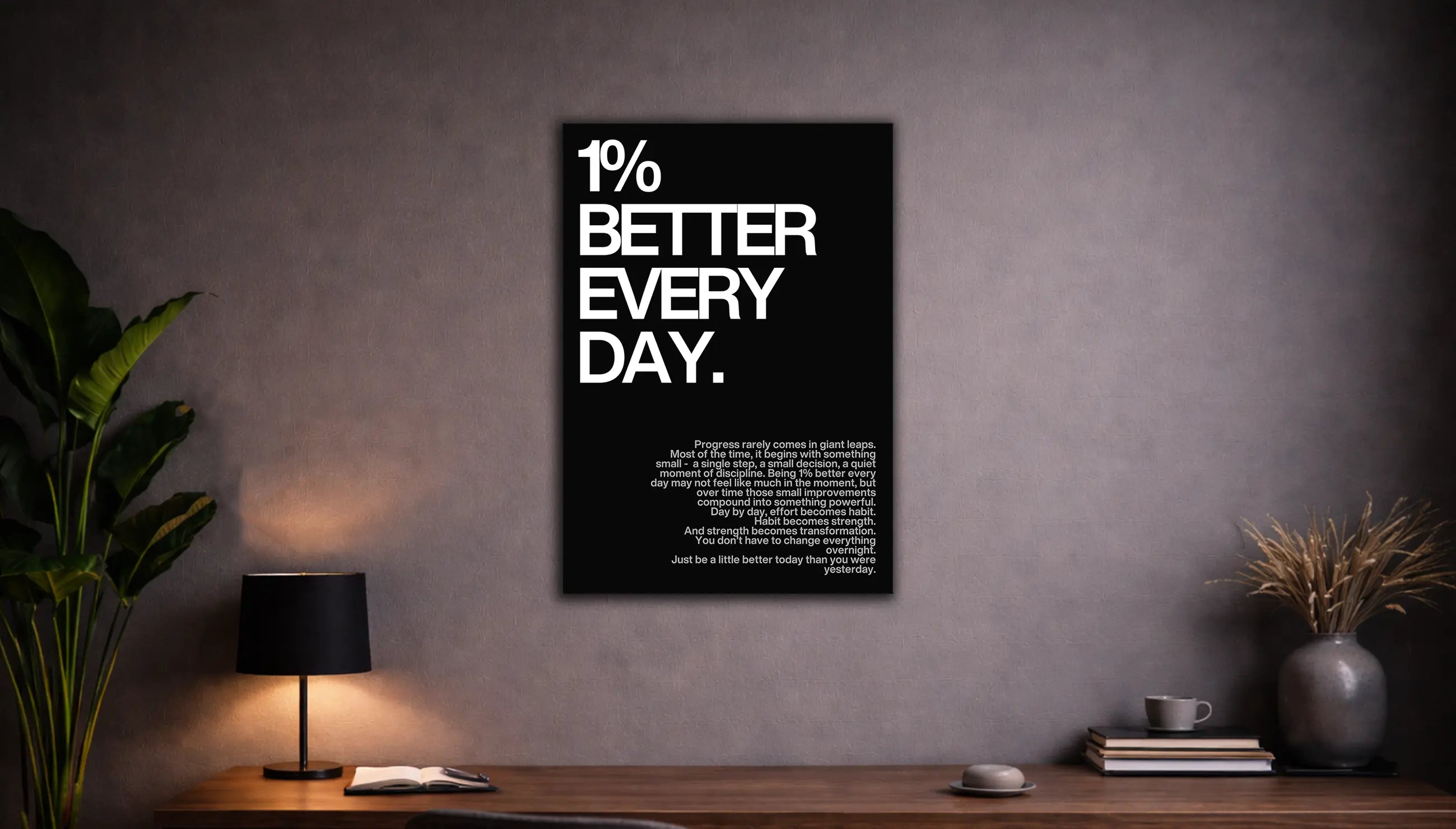 Metallbild - "1% Better Every Day"