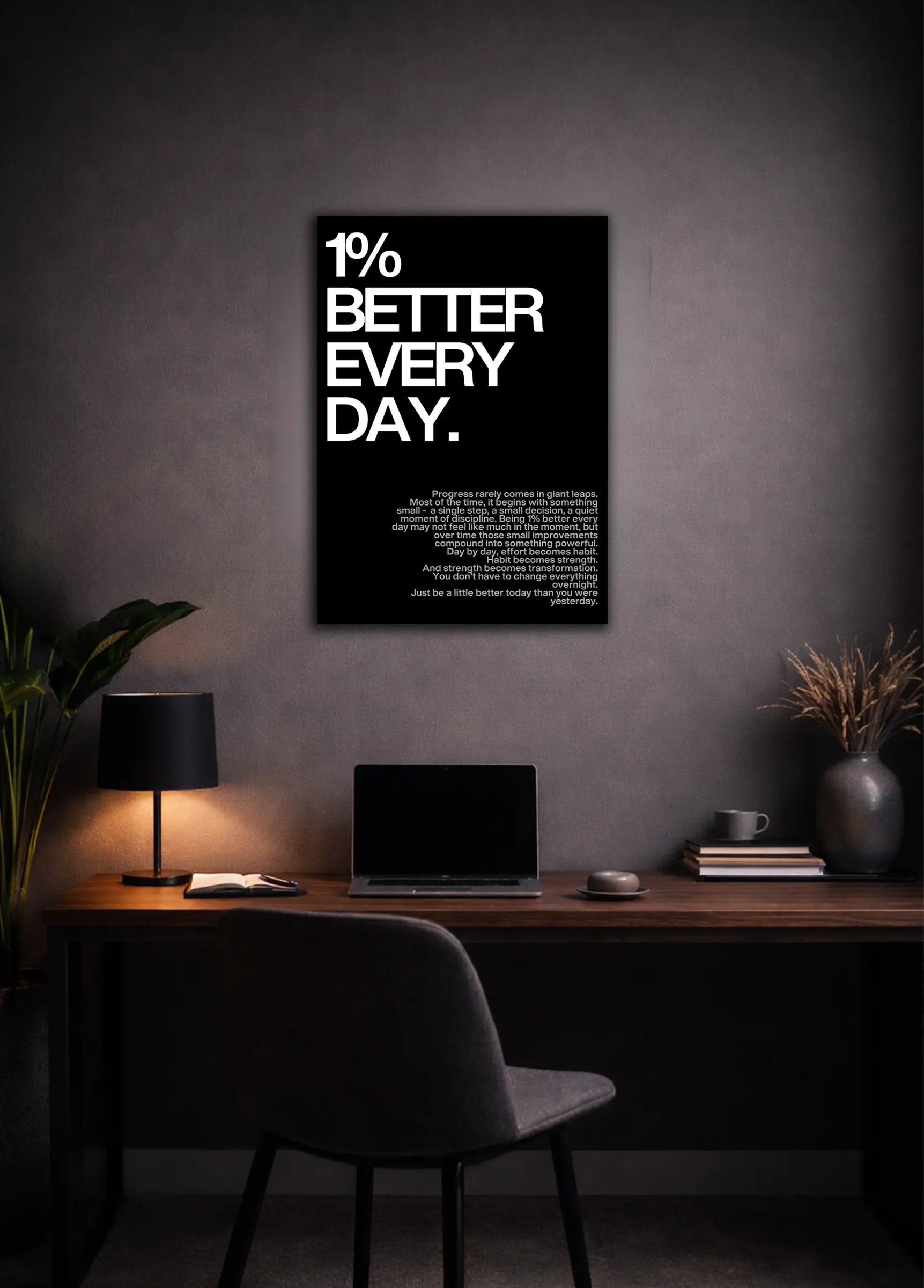 Metallbild - "1% Better Every Day"