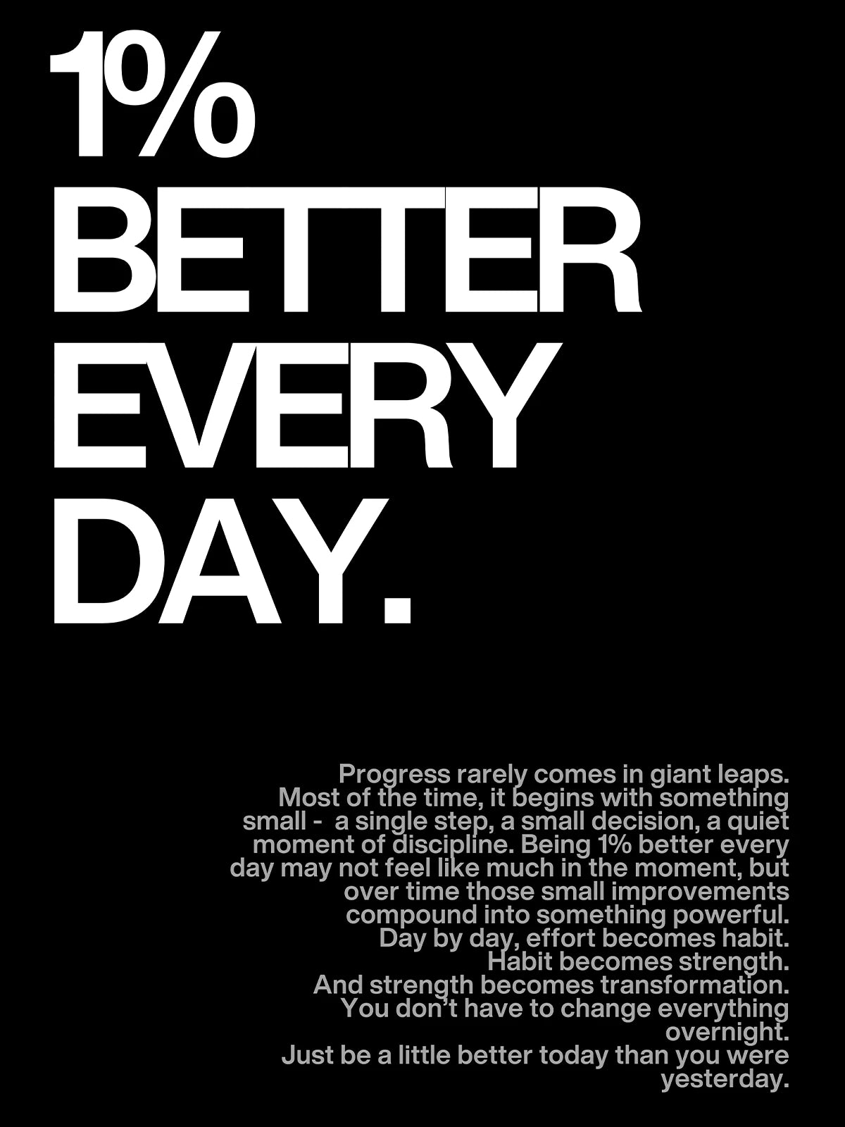 Metallbild - "1% Better Every Day"