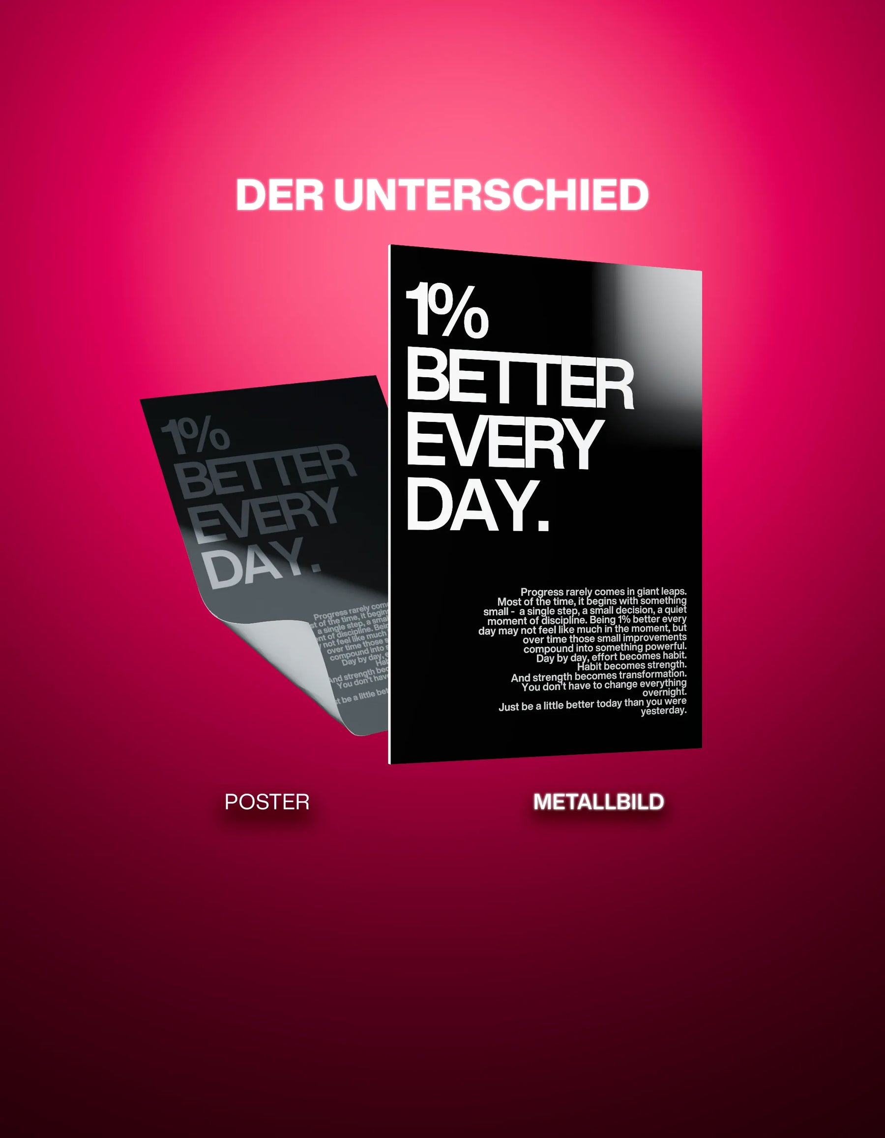 Metallbild - "1% Better Every Day"