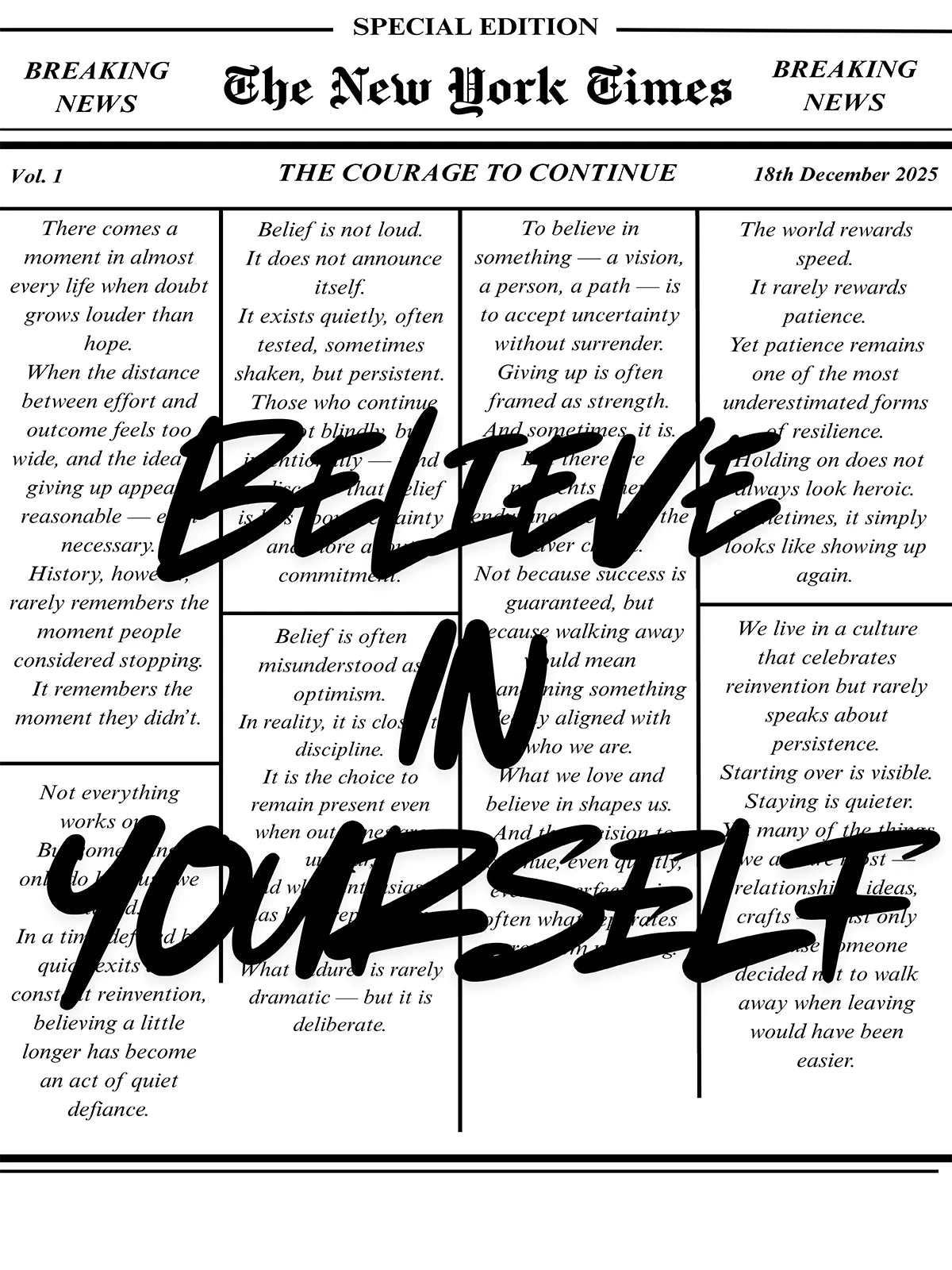 Metallbild - "Believe In Yourself"