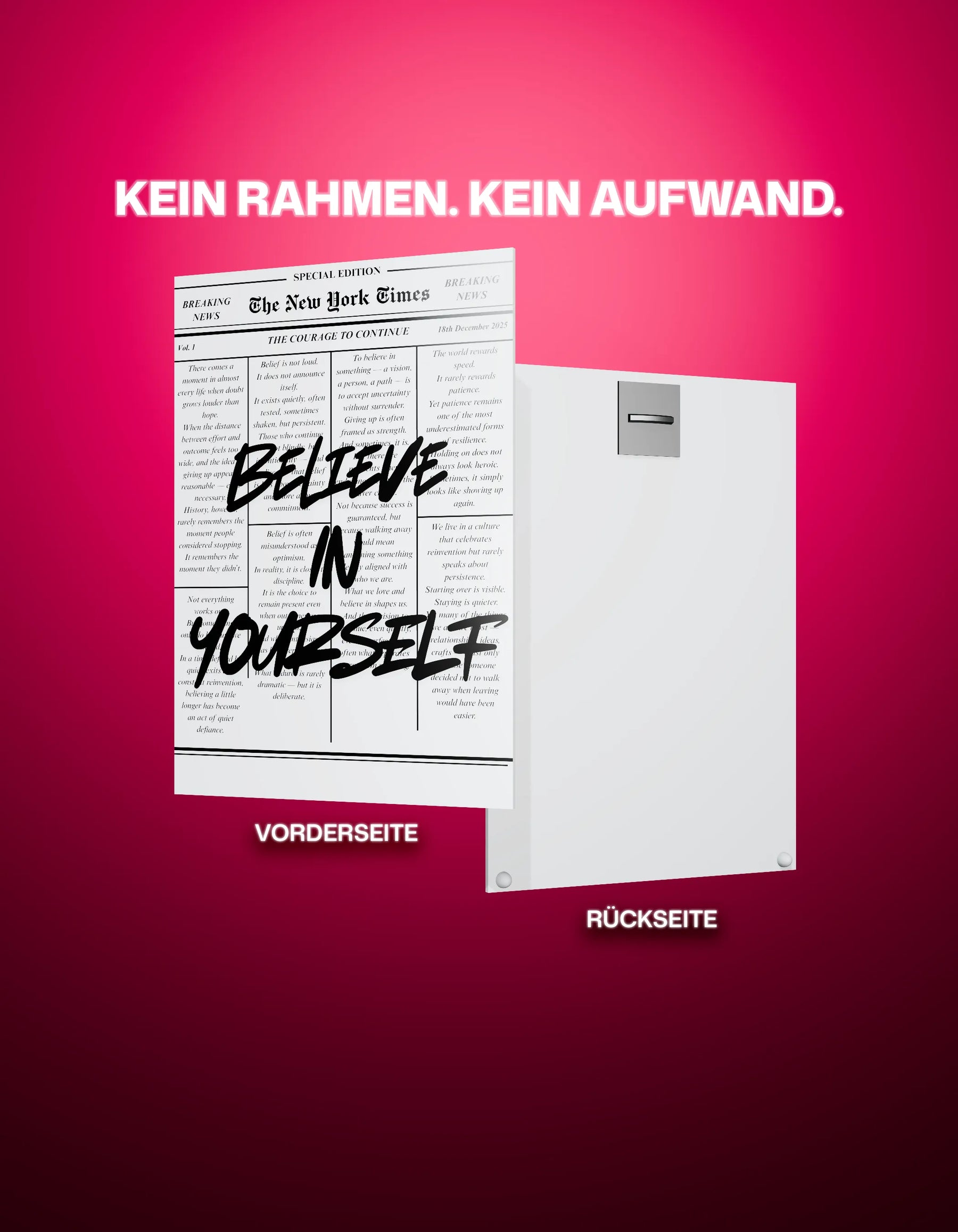 Metallbild - "Believe In Yourself"