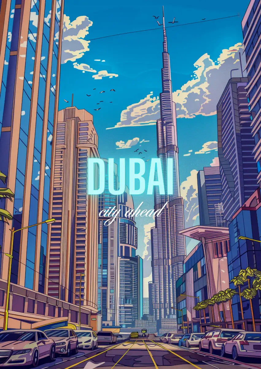 Metallbild -  "Dubai Comic"