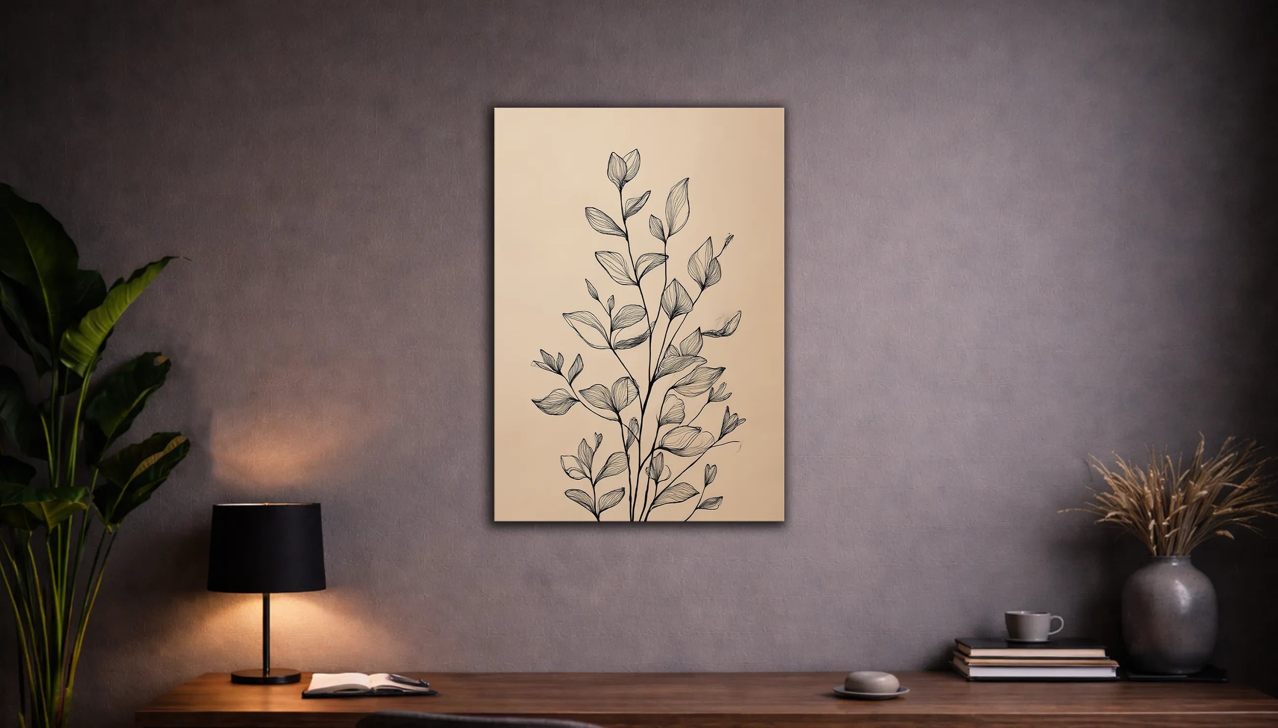 Metallbild - "Leaf Sketch"