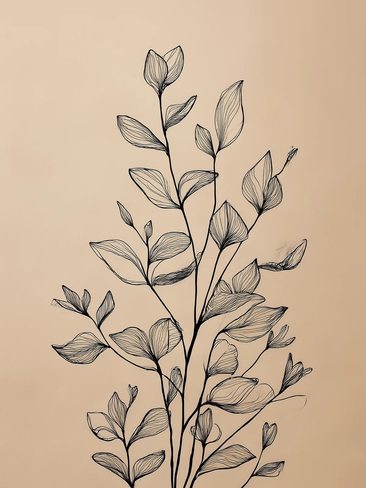Metallbild - "Leaf Sketch"