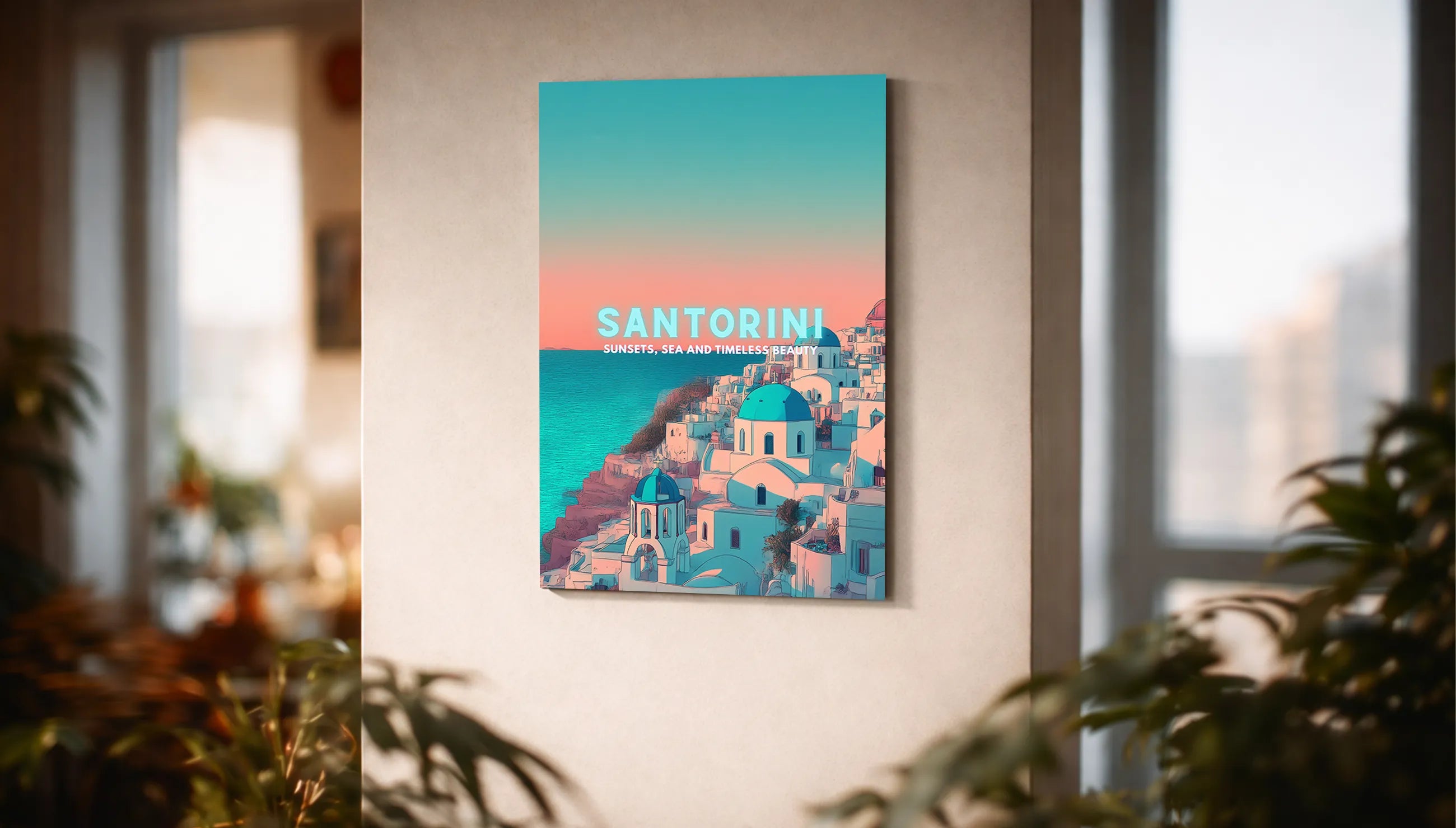 Metallbild - "Santorini Comic"