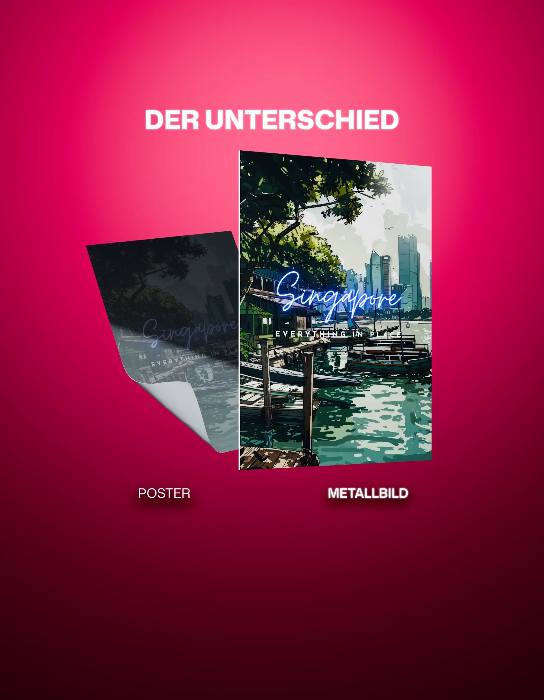 Metallbild - "Singapur Comic"