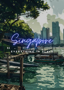 Metallbild - "Singapur Comic"