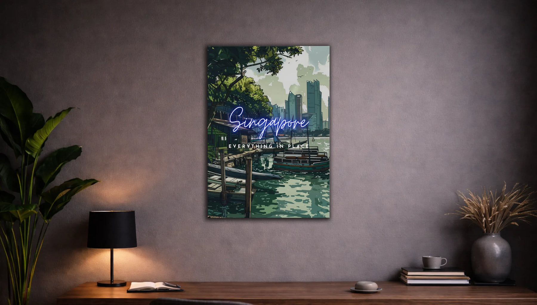 Metallbild - "Singapur Comic"